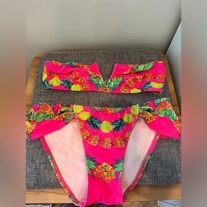 Mara Hoffman Neon Pink Pineapple 🍍 bikini set S